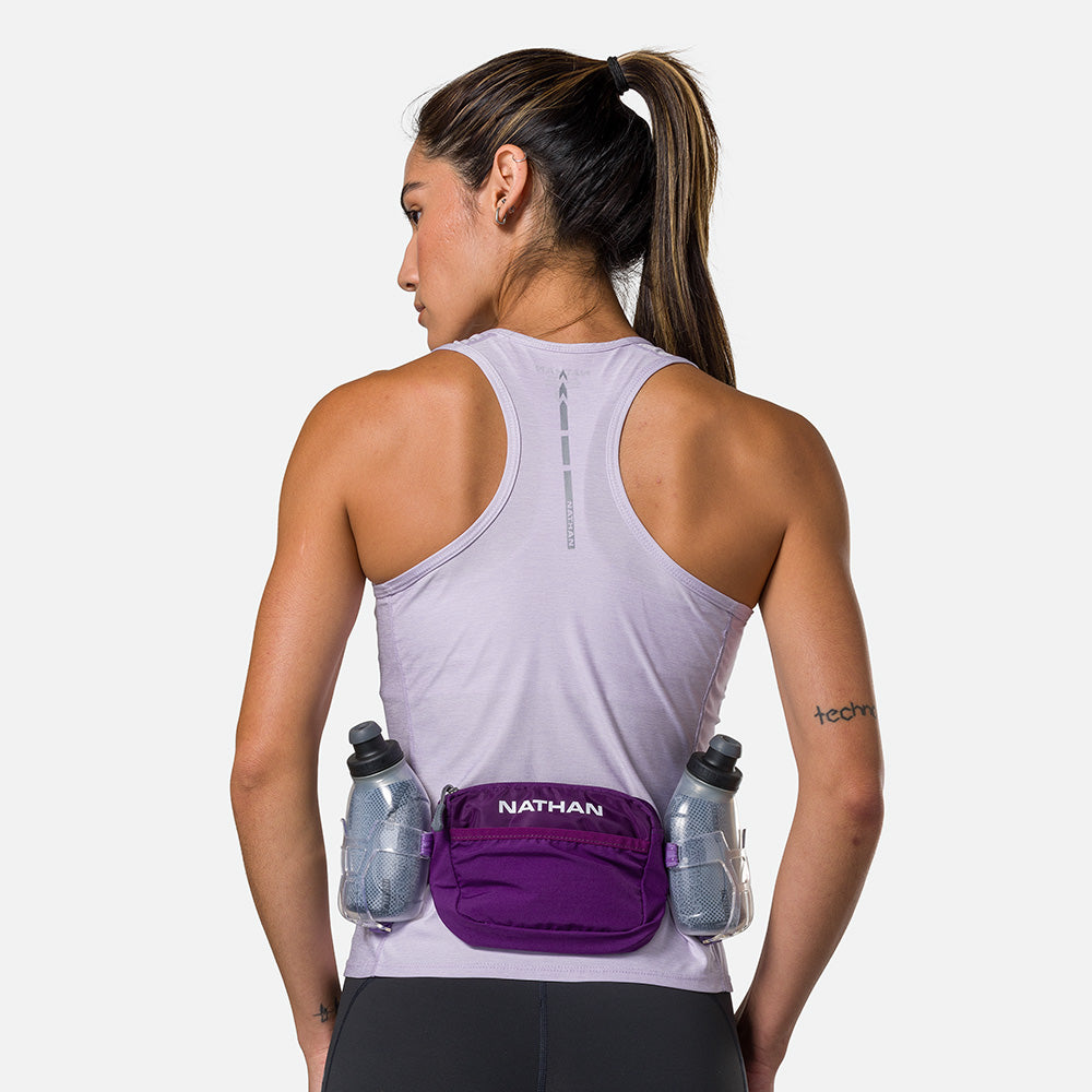 Nathan sports running hydration belt with 9 oz flasks bottles pocket Purple Pink Nathan Hydration Waist Belt Pink 2-10oz Water Bottles  main image 4