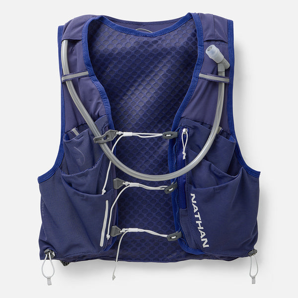 color:Indigo/Light Blue||view:sku image primary||seo:Nathan Pinnacle Pro 12 Liter Women's Hydration Race Vest - Indigo/Light Blue - Front of Pack-primary