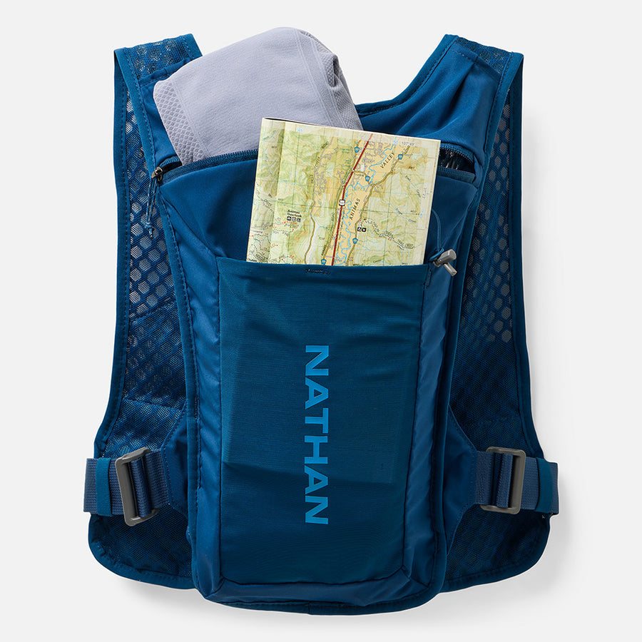 color:Sailor Blue/Deep Blue||seo:Nathan QuickStart 3.0 6 Liter Hydration Pack - Sailor Blue/Deep Blue - Back Pockets for Storage of Maps or Running Gear
