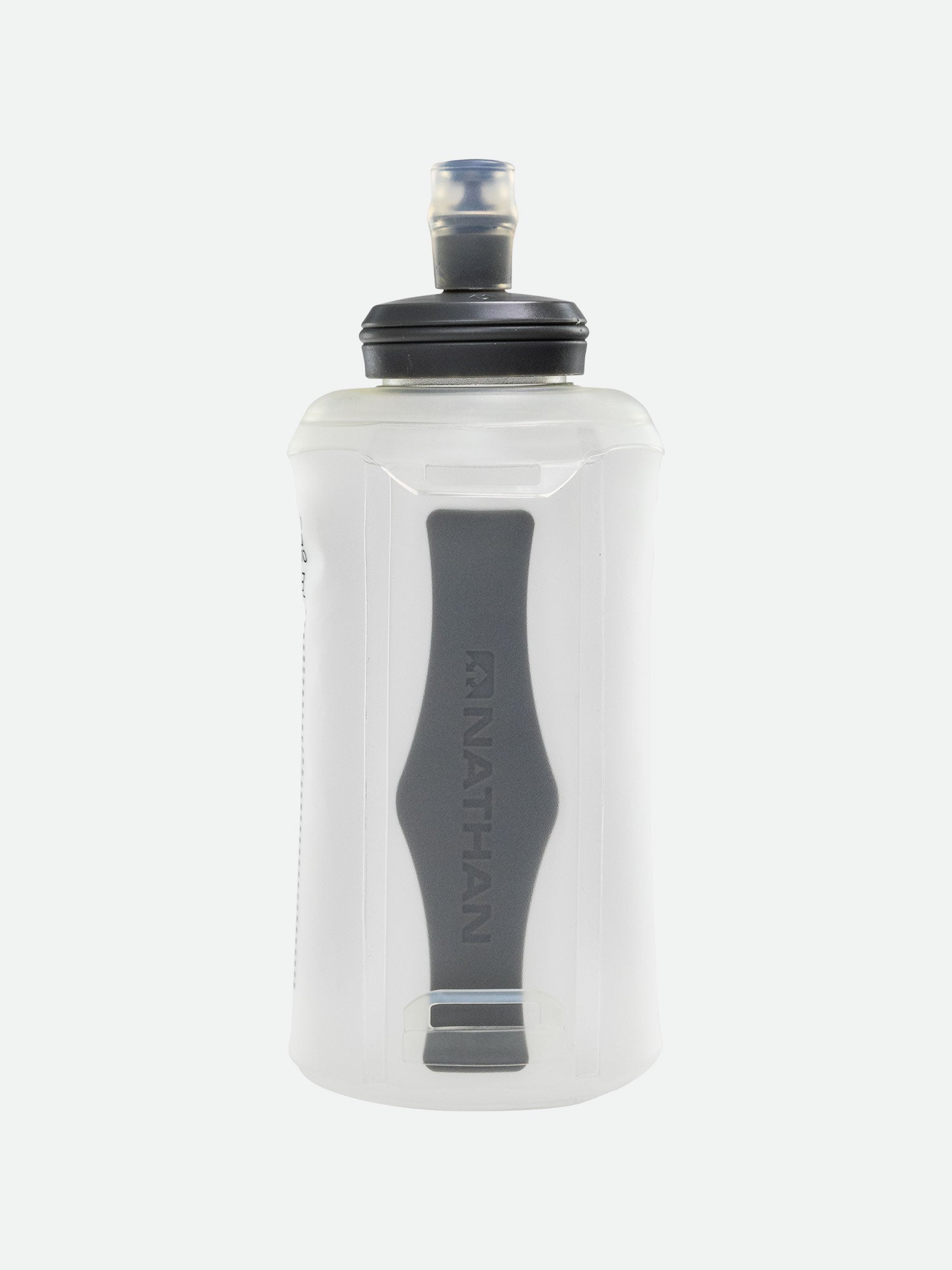Nathan Sports 14oz Exoshot Lite Handheld Soft Flask with Bite Top -  Black/Reflective Silver