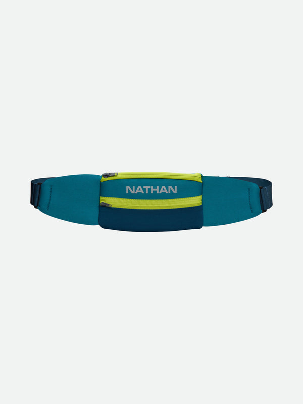 color:Storm Green/Finish Lime||view:SKU Image Primary||seo:Nathan 5K Waist Running Belt - Storm Green/Finish Lime - Back of Belt-primary