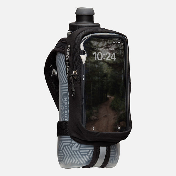 color:Black/Reflective Silver||view:sku image primary||seo:Nathan SpeedDraw 2 View Insulated 18oz Handheld Flask  - Black/Reflective Silver - Front Hero View-primary