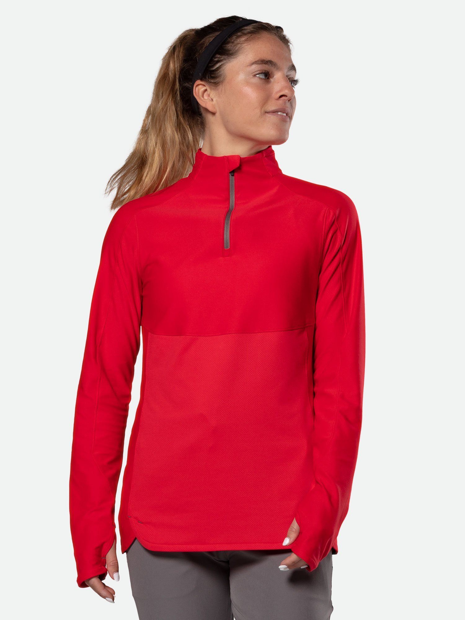 Women's Tempo Quarter Zip Long Sleeve Shirt (Red) Nathan Sports